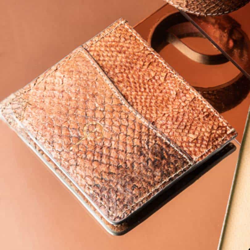Porte-cartes en cuir de peau de saumon "Mimosa Cardholder"