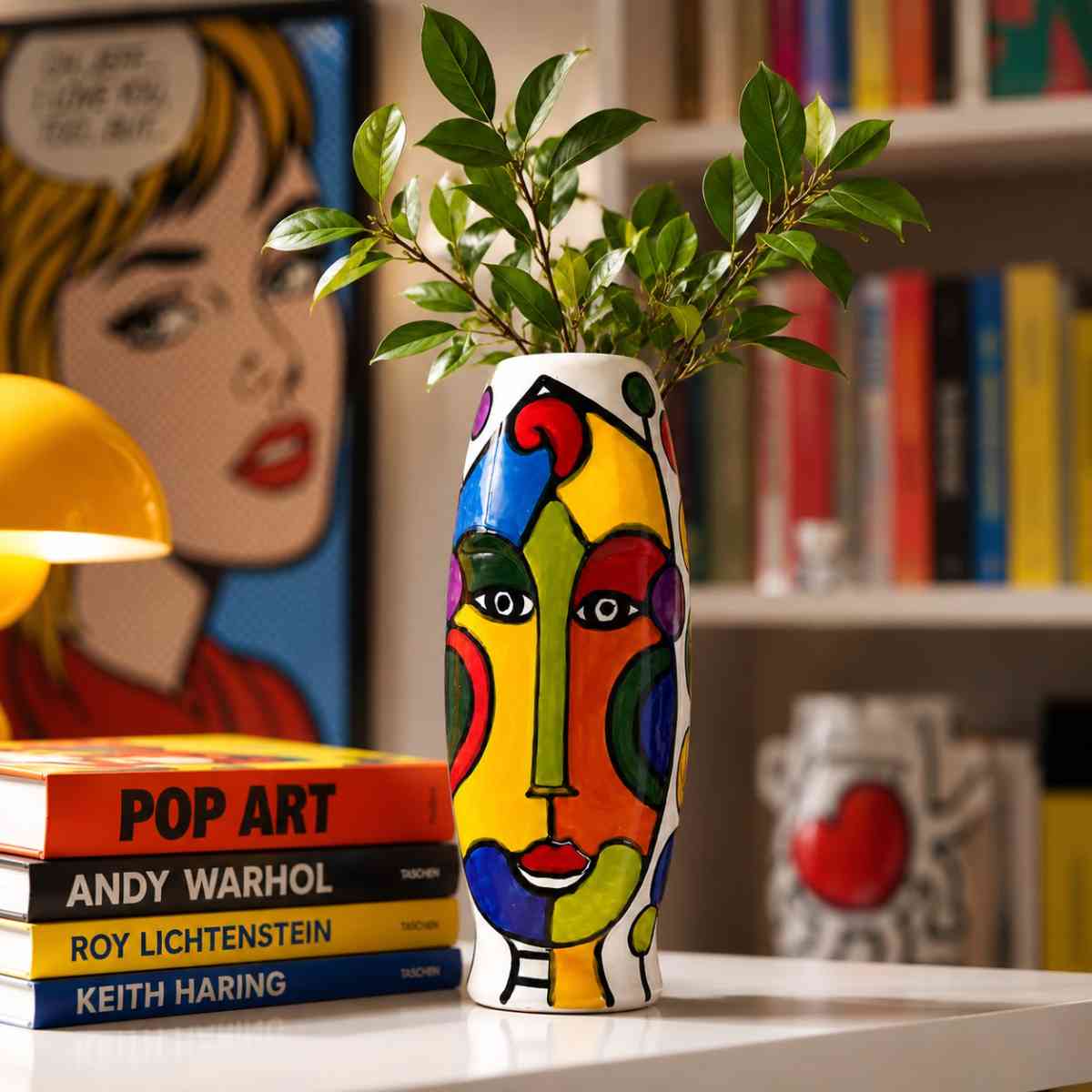 Vase abstrait en céramique émaillée design Pop Art irrésistible