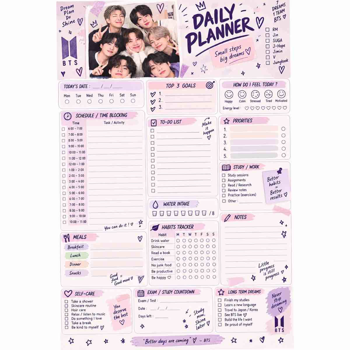 agenda BTS premium pour une organisation irrésistible et stylée