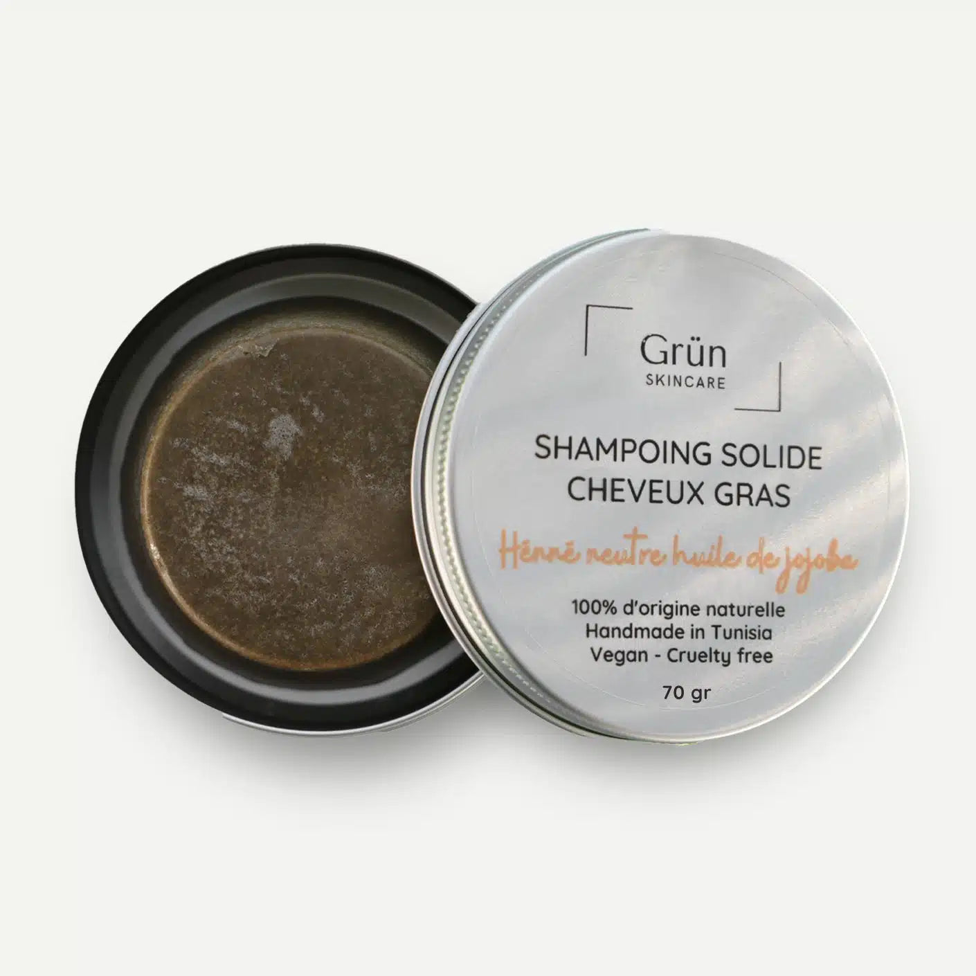 Shampoing solide Cheveux Gras - Poudre de Henné Neutre huile de Jojoba - 70 gr