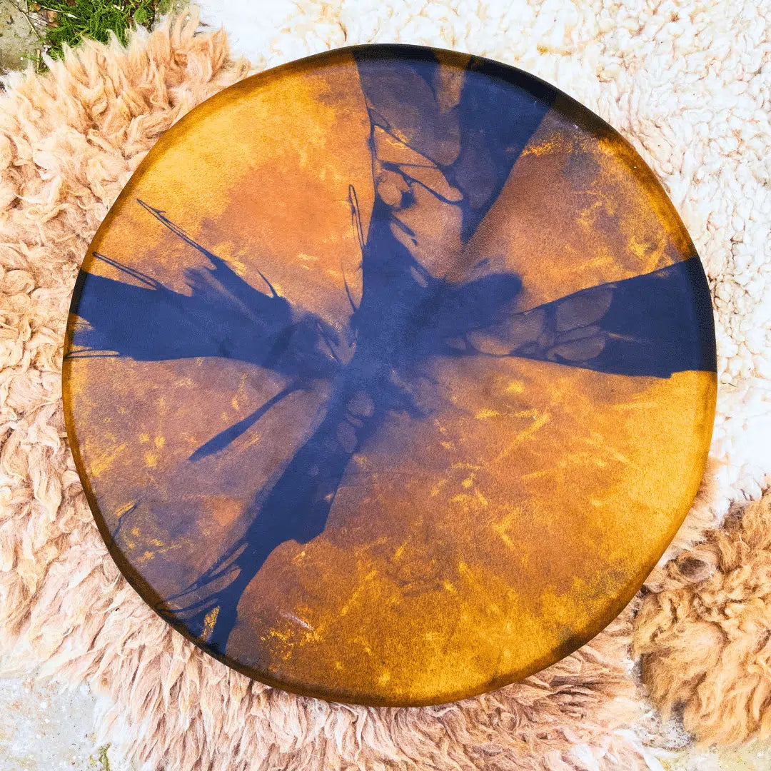 Tambour chamanique amérindien accordable (60 cm) - Pièce unique, fait main