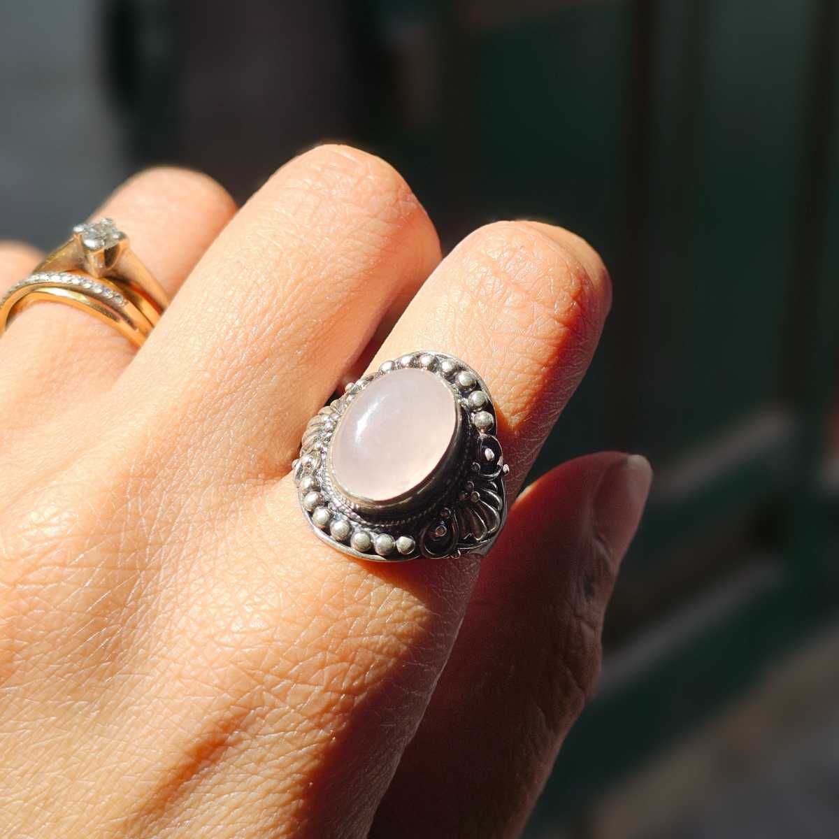 Bague rose quartz en argent 925 élégance et douceur irrésistible