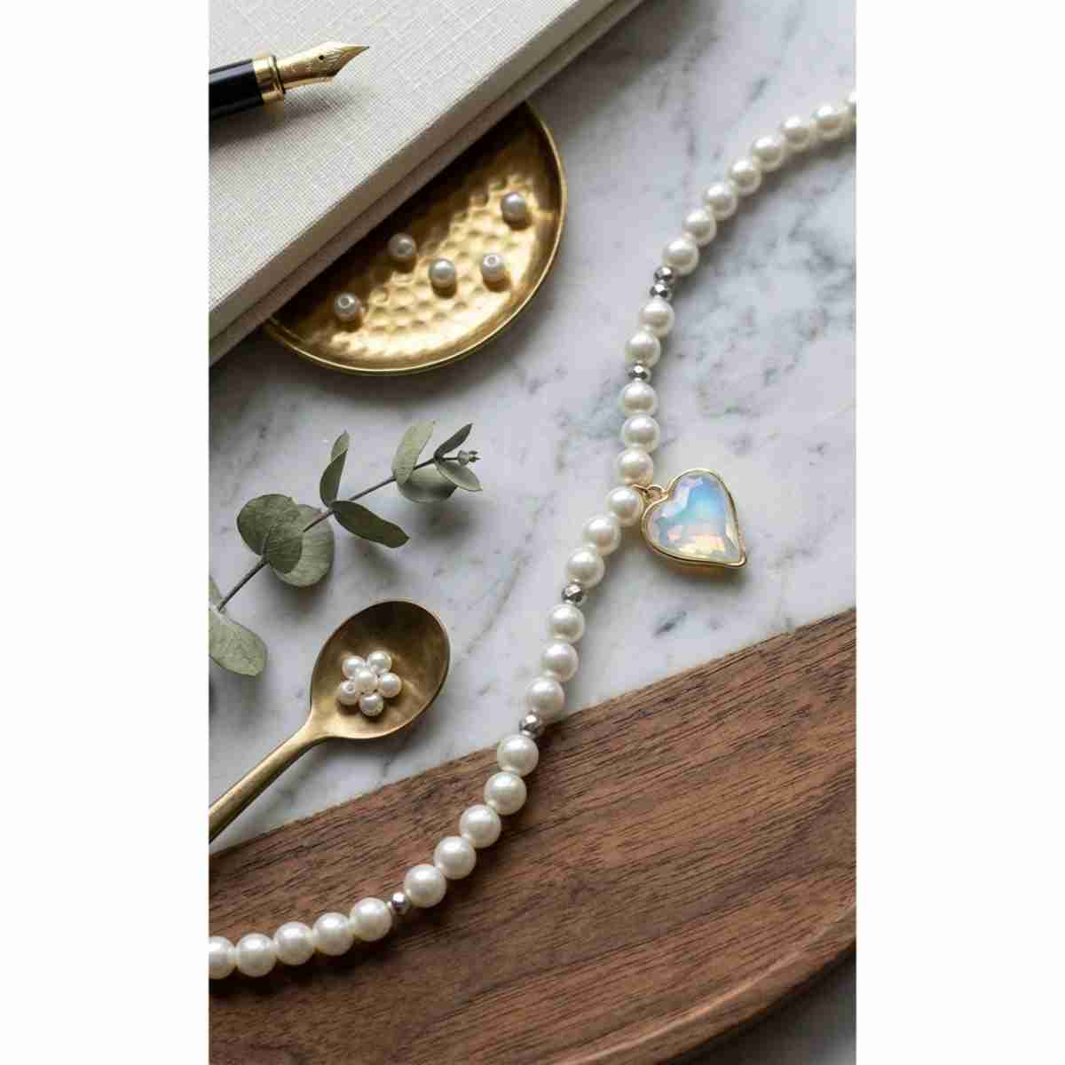 Collier "Cœur" Perle Iridescent – Romance Élégante