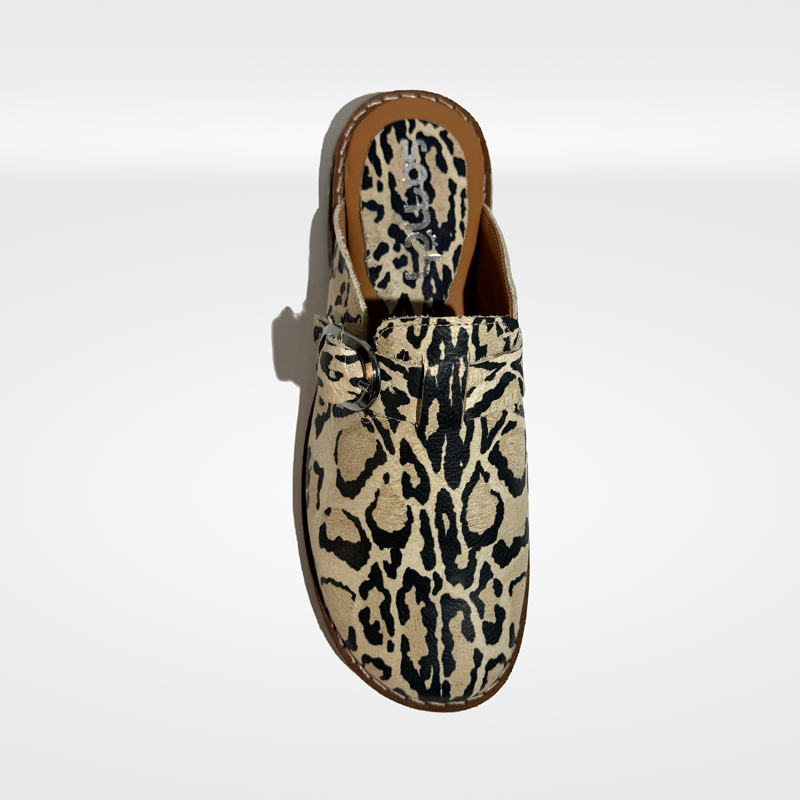 Babouche cuir ANIOTA léopard : Élégance upcyclée irrésistible