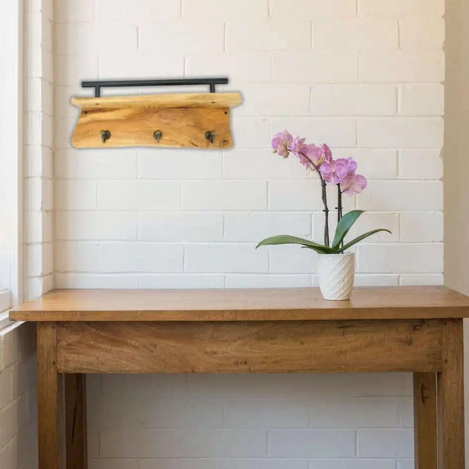 Porte-clés mural en bois d'olivier naturel - Style rustique