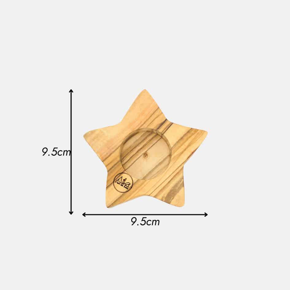 Porte bougie en bois d'olive étoile