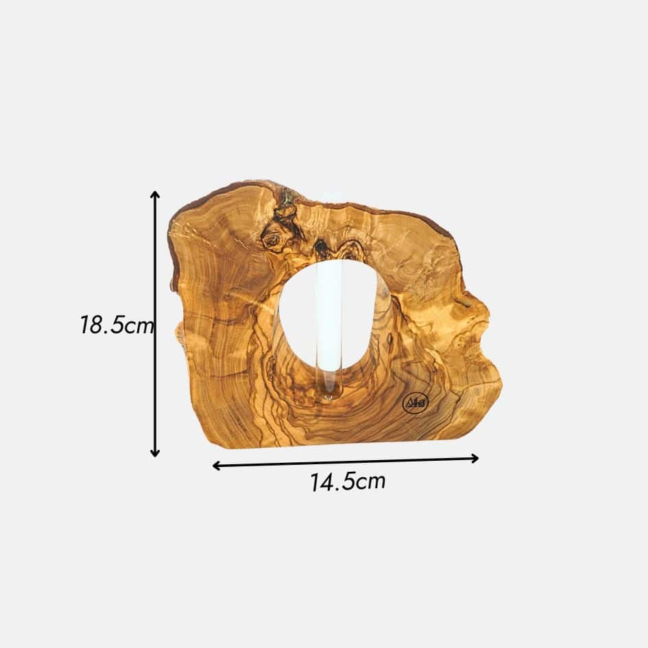 Vase hydroponique en bois d'olivier naturel, artisanal et écoresponsable