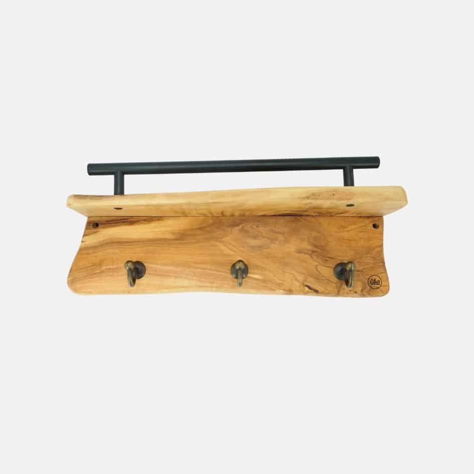 Porte-clés mural en bois d'olivier naturel - Style rustique