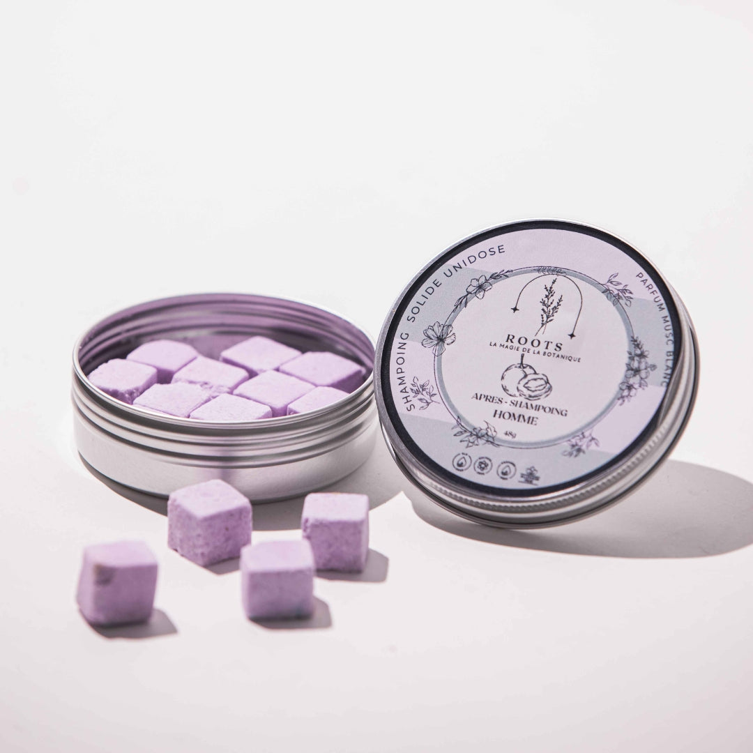 12 cubes d'après-shampoing solide musk blanc rouge rose pour cheveux gras