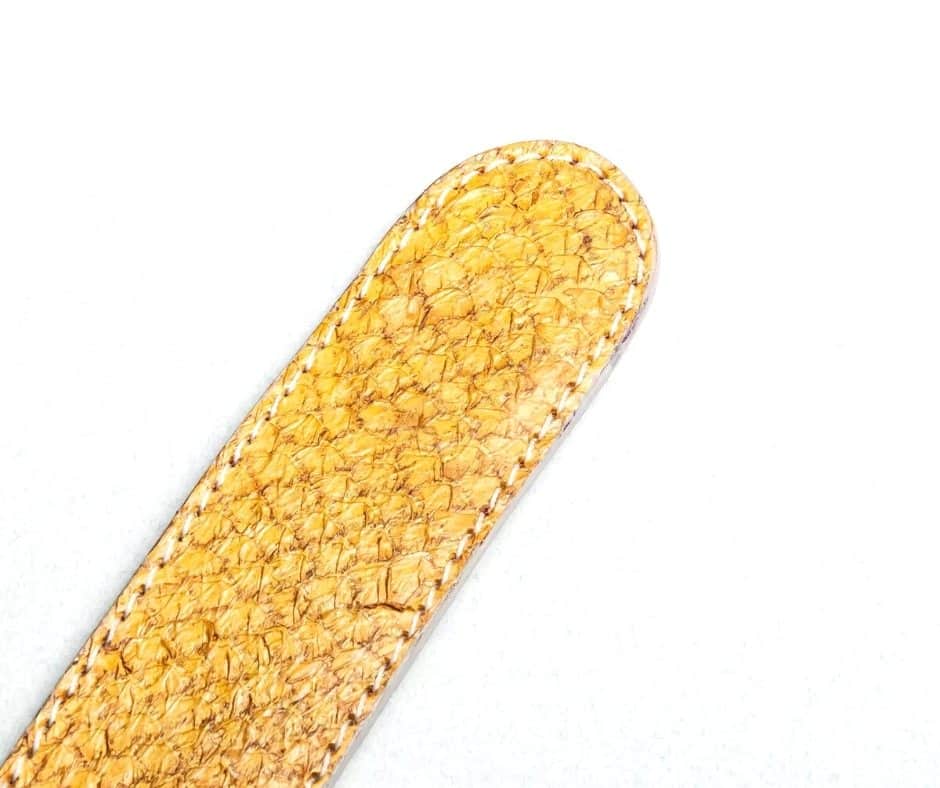 Bracelet en cuir de peau de saumon "Armilla Yellow", 23 × 2.8 cm