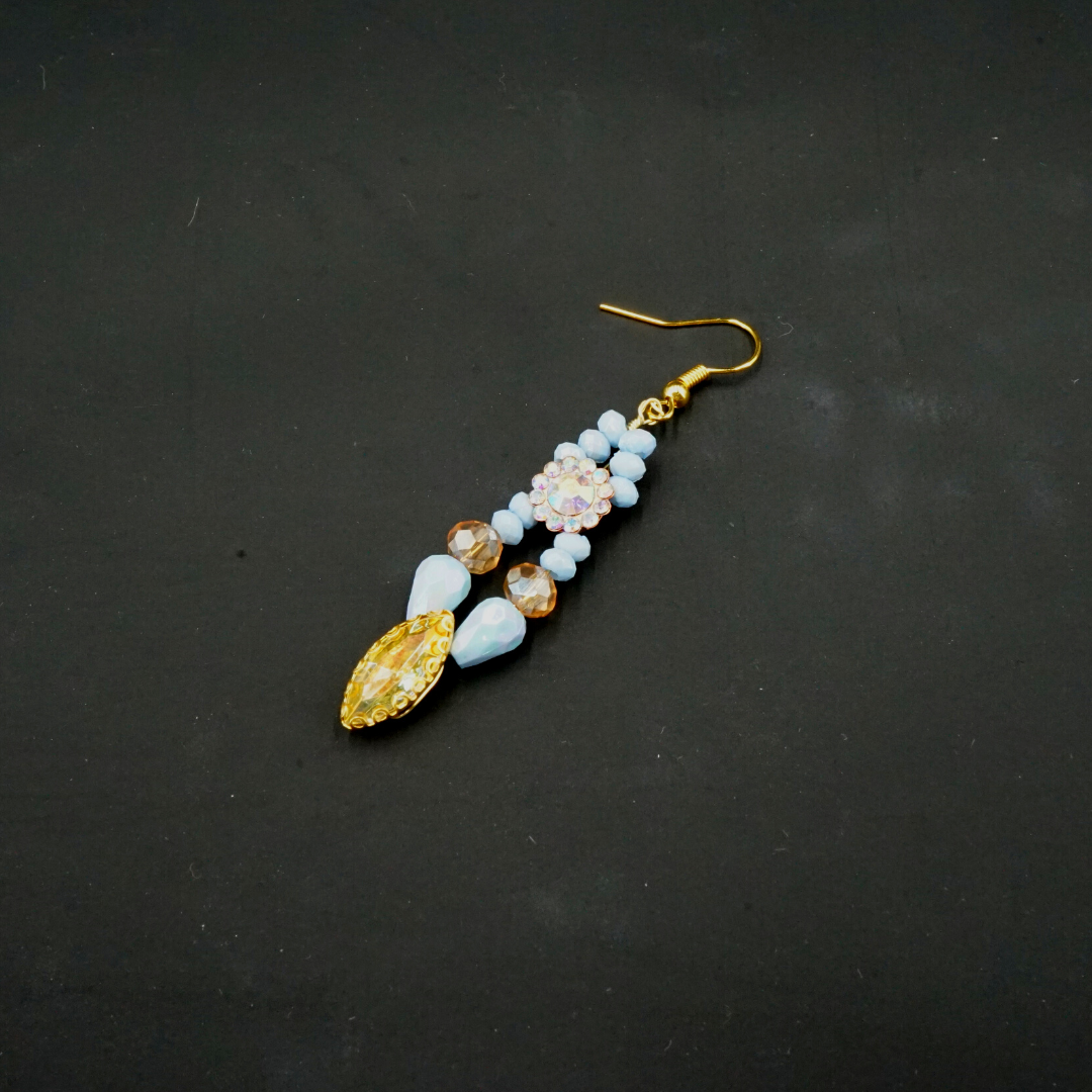 Blue colored earrings, antique coral pattern