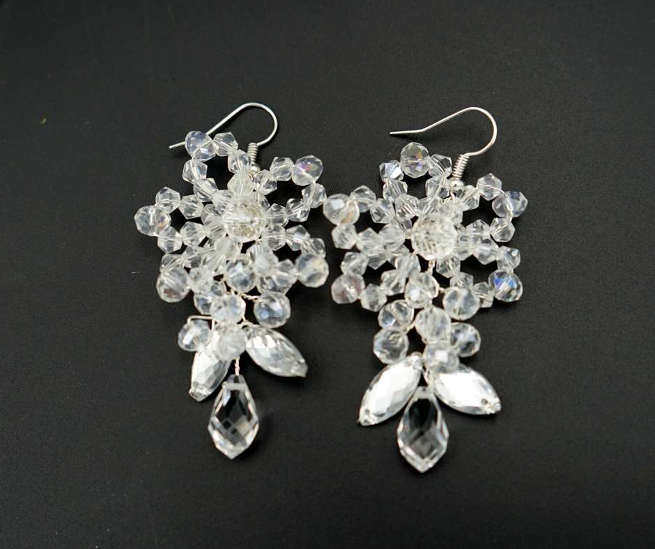 Bridal earrings, white color, princess model