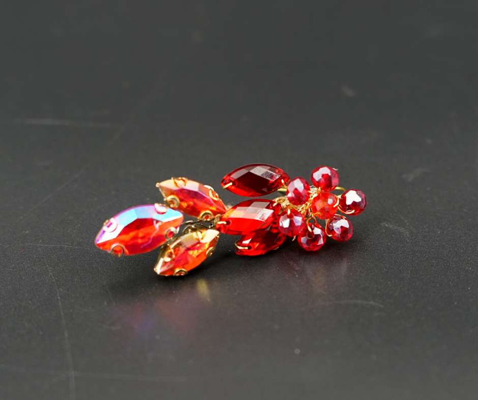 Bridal earrings, red color, long model