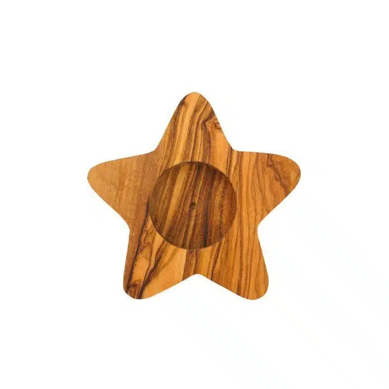 Bougeoir Étoile en Bois d'Olivier - Élégance Naturelle Durable