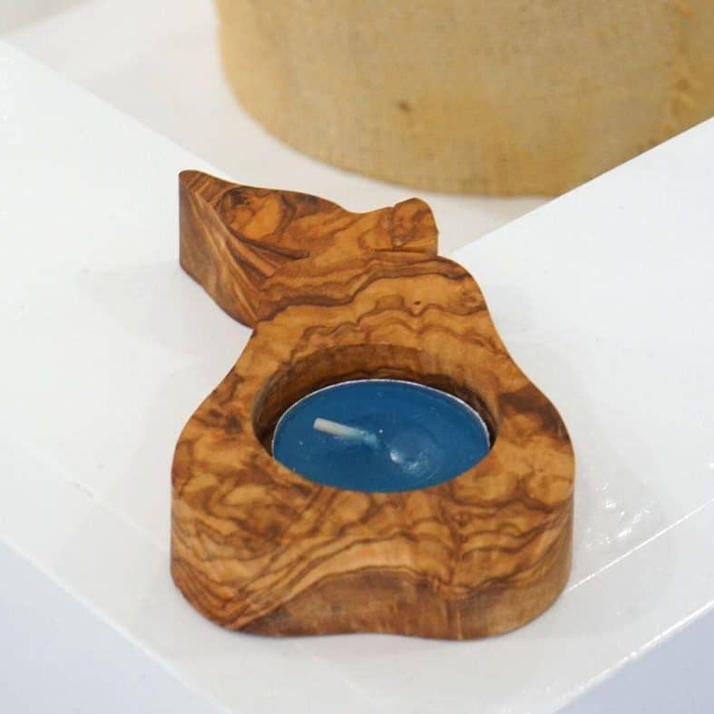 bougeoir en bois d'olivier fait main pour une ambiance chaleureuse