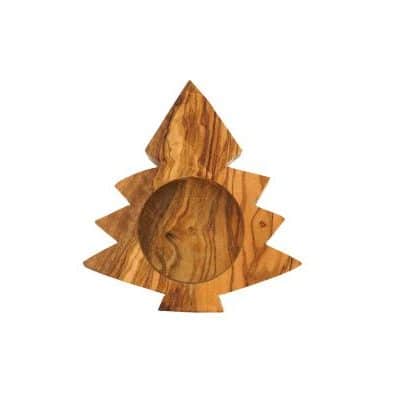 Bougeoir Design Sapin en Bois d'Olivier - Élégance Artisanale