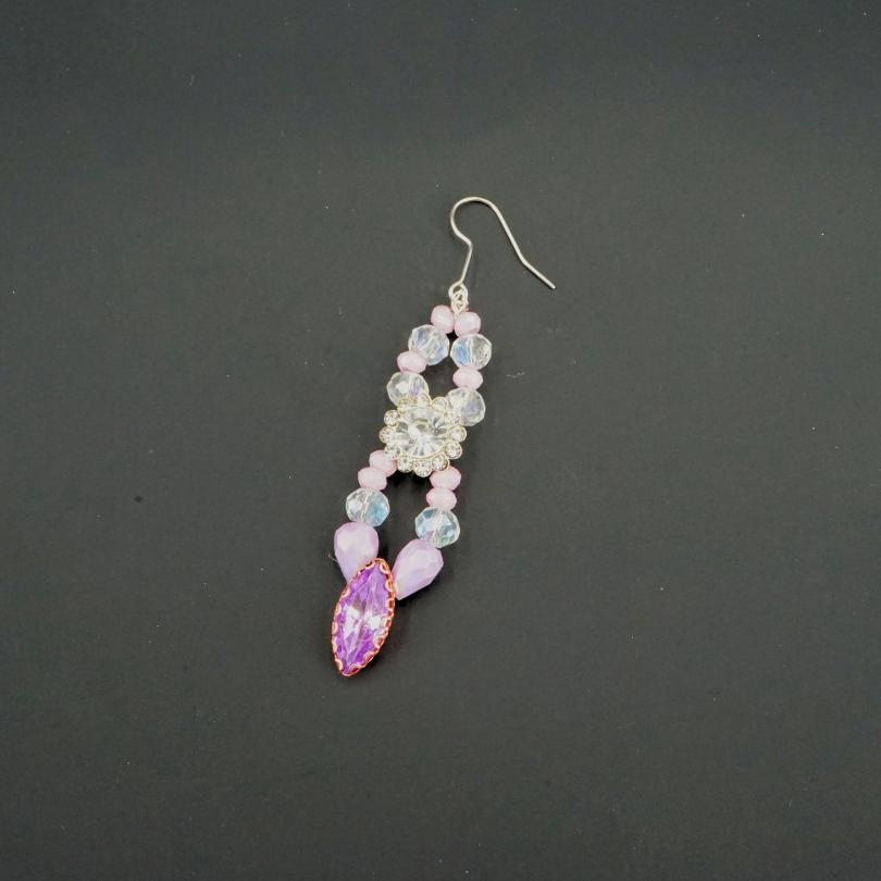 Purple colored earrings, antique coral pattern