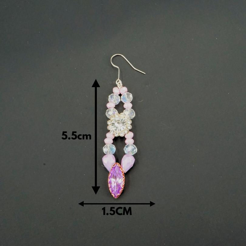 Purple colored earrings, antique coral pattern