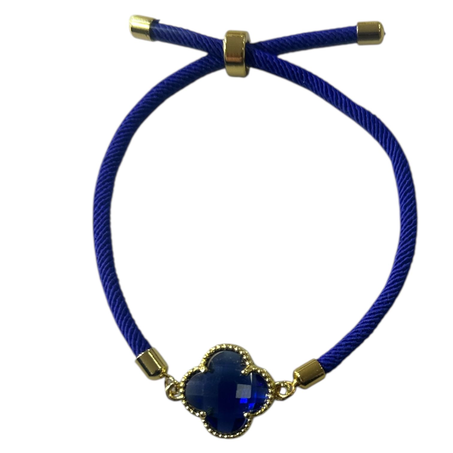 Bracelet en cordon bleu avec trèfle assorti