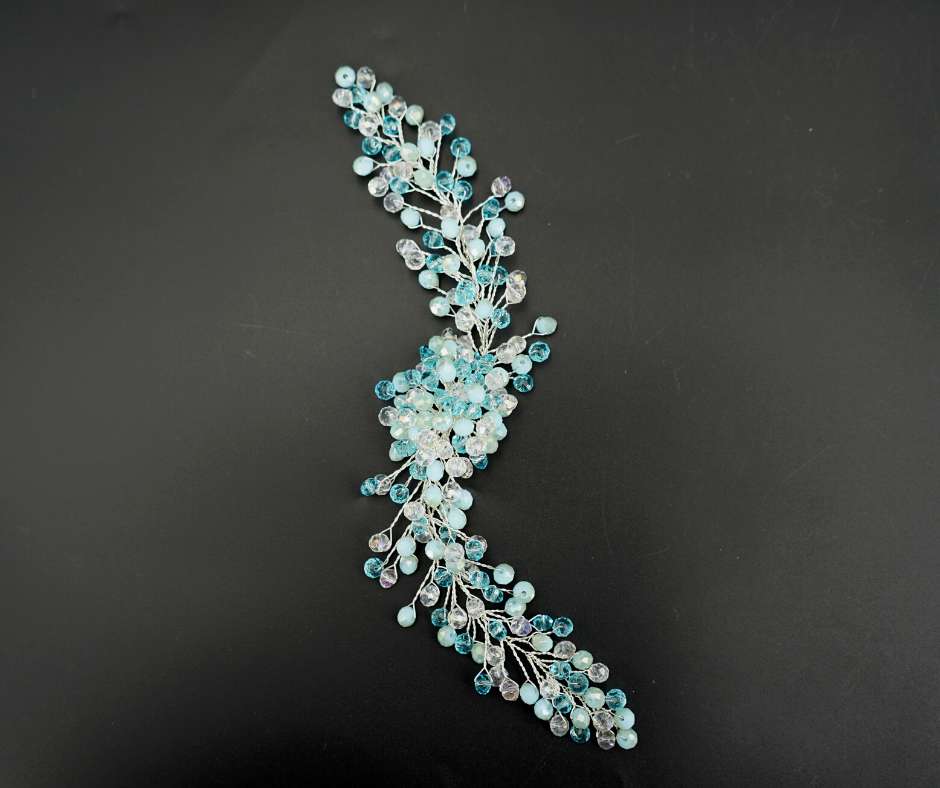 Blue and white brooch, Swarowski branch model