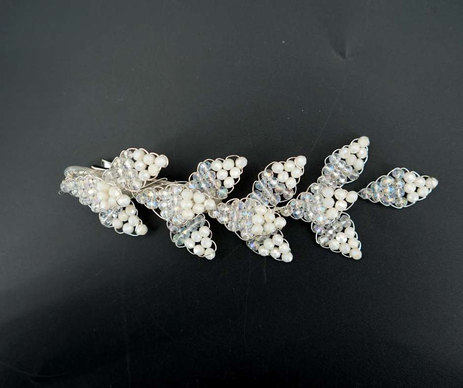 White brooch, floral model