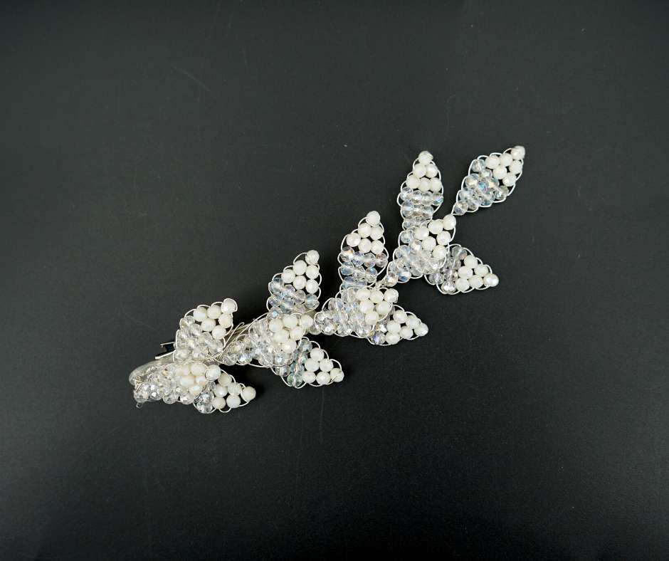 White brooch, floral model