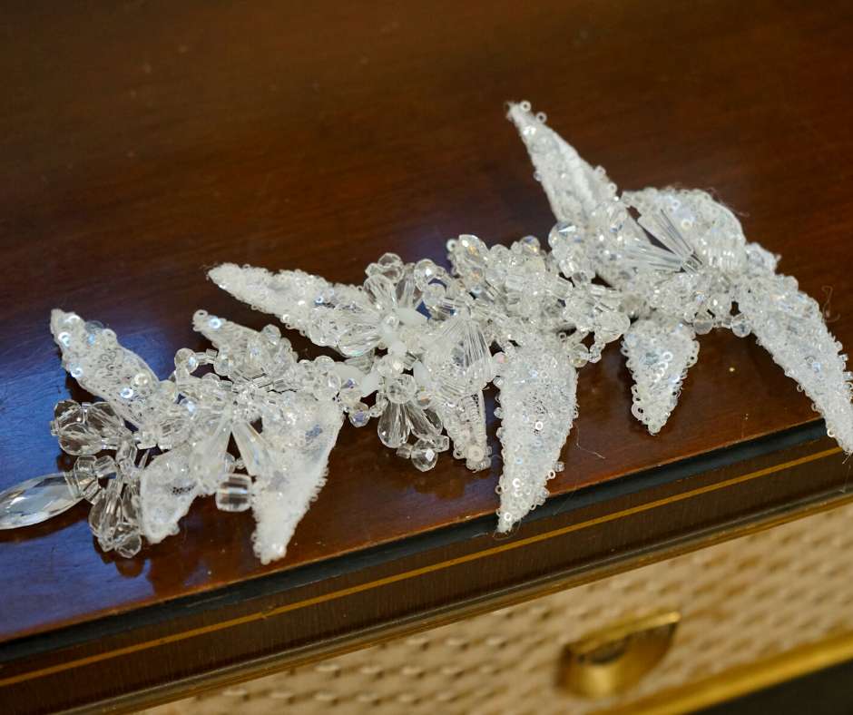 White brooch, floral model