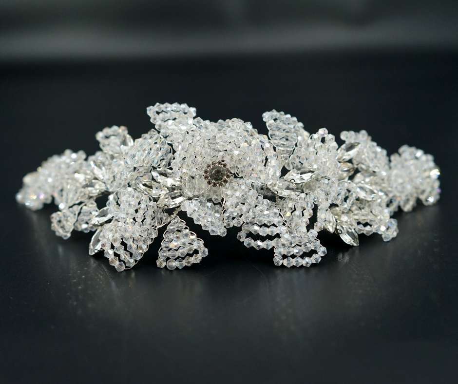 White brooch, Swarowski branch model