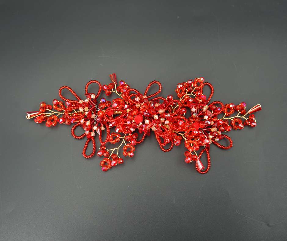 Red brooch, floral model