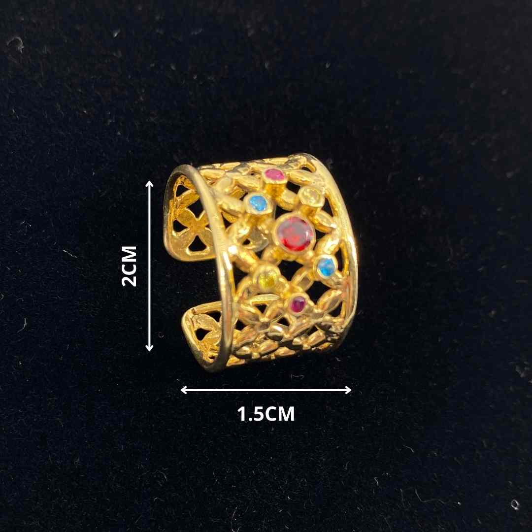 Bague Ronde en Argent Plaqué Or avec Zircon