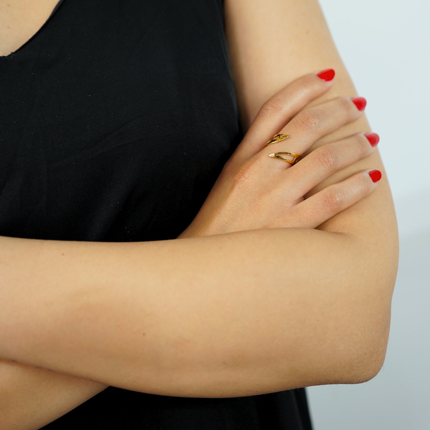 Bague ajustable en cuivre trempée or 18k