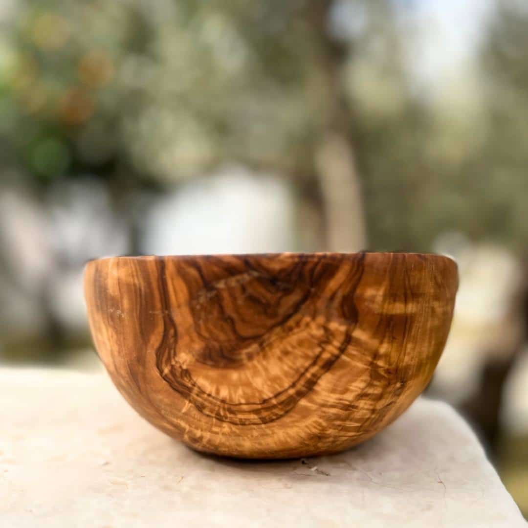 Grand Bol en Bois d'Olivier pour une Touche Rustique à Table 16cm
