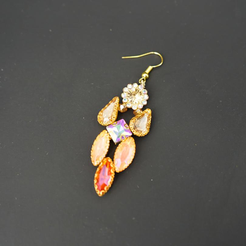 Orange Crystal Bridal Earrings, Wedding Crystal Earrings, Rhinestone Earrings, Bridal Jewelry, Bridal Earrings