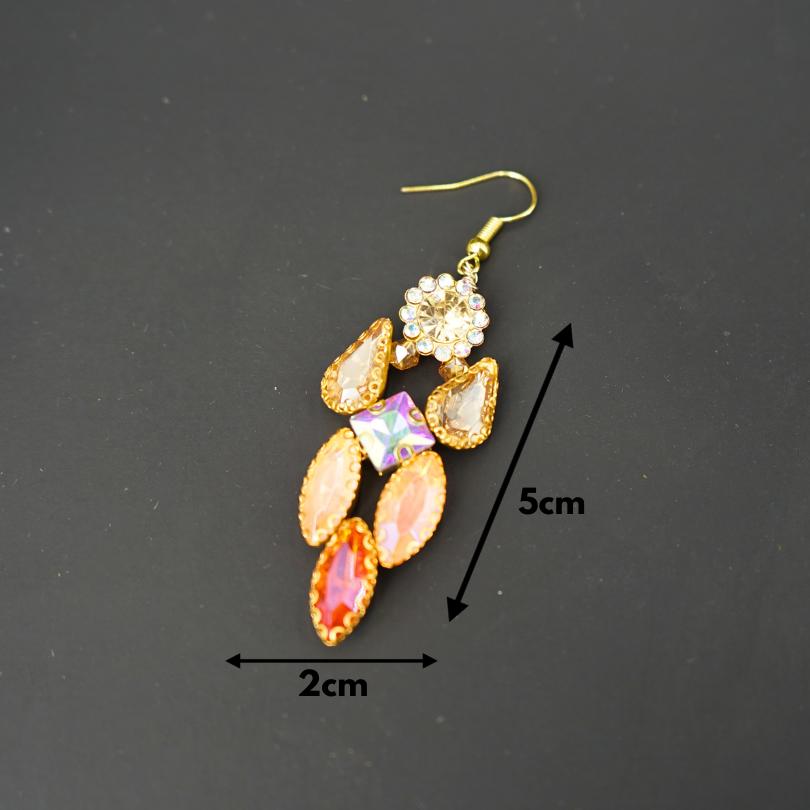 Orange Crystal Bridal Earrings, Wedding Crystal Earrings, Rhinestone Earrings, Bridal Jewelry, Bridal Earrings