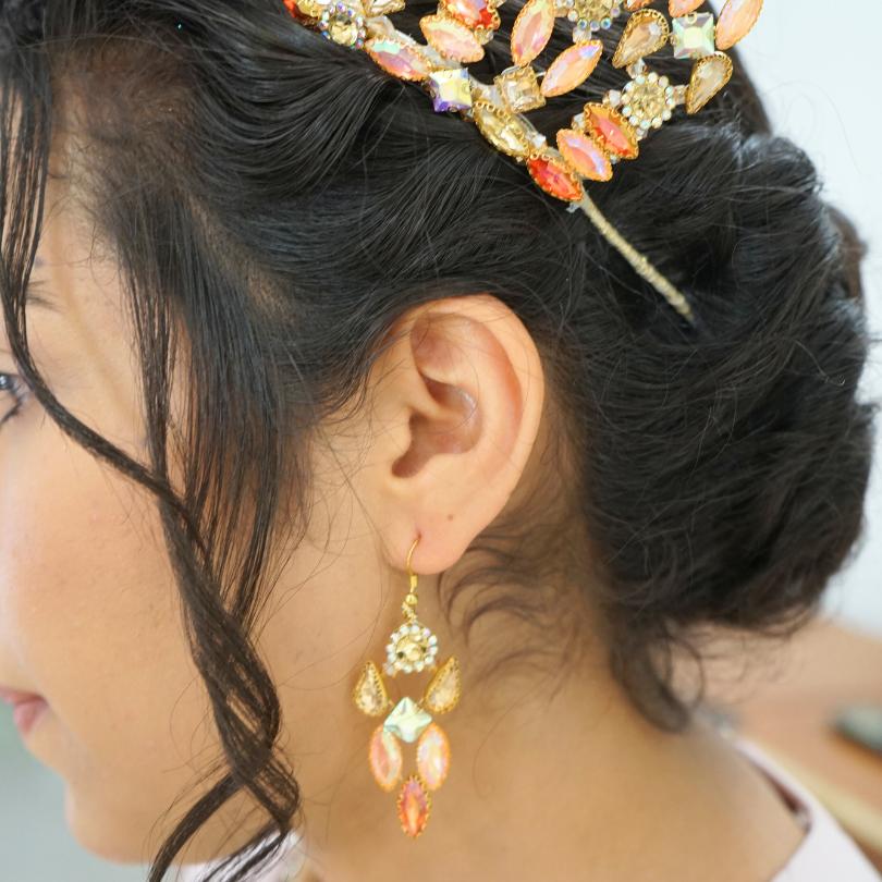 Orange Crystal Bridal Earrings, Wedding Crystal Earrings, Rhinestone Earrings, Bridal Jewelry, Bridal Earrings