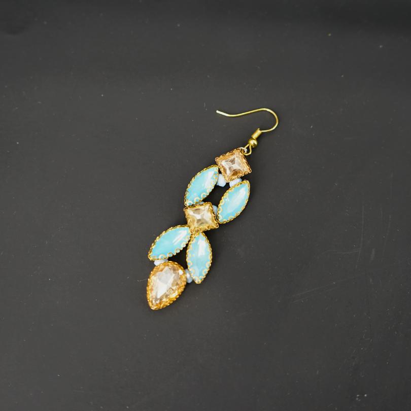 Blue wedding earrings, white opal bridal jewelry, wedding hoop earrings bridal earrings rhinestone earrings