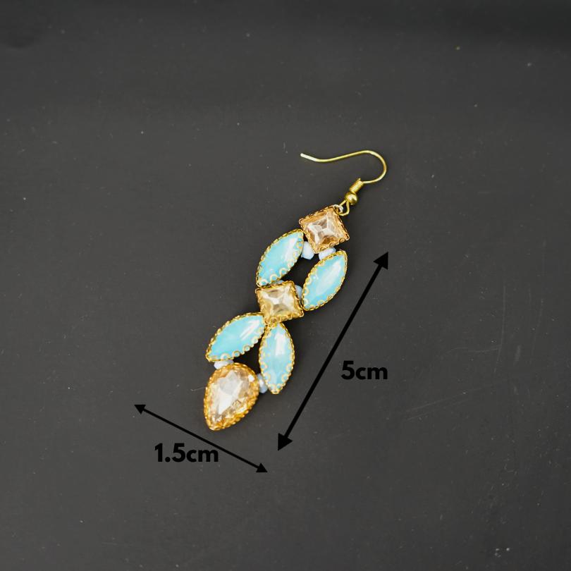 Blue wedding earrings, white opal bridal jewelry, wedding hoop earrings bridal earrings rhinestone earrings