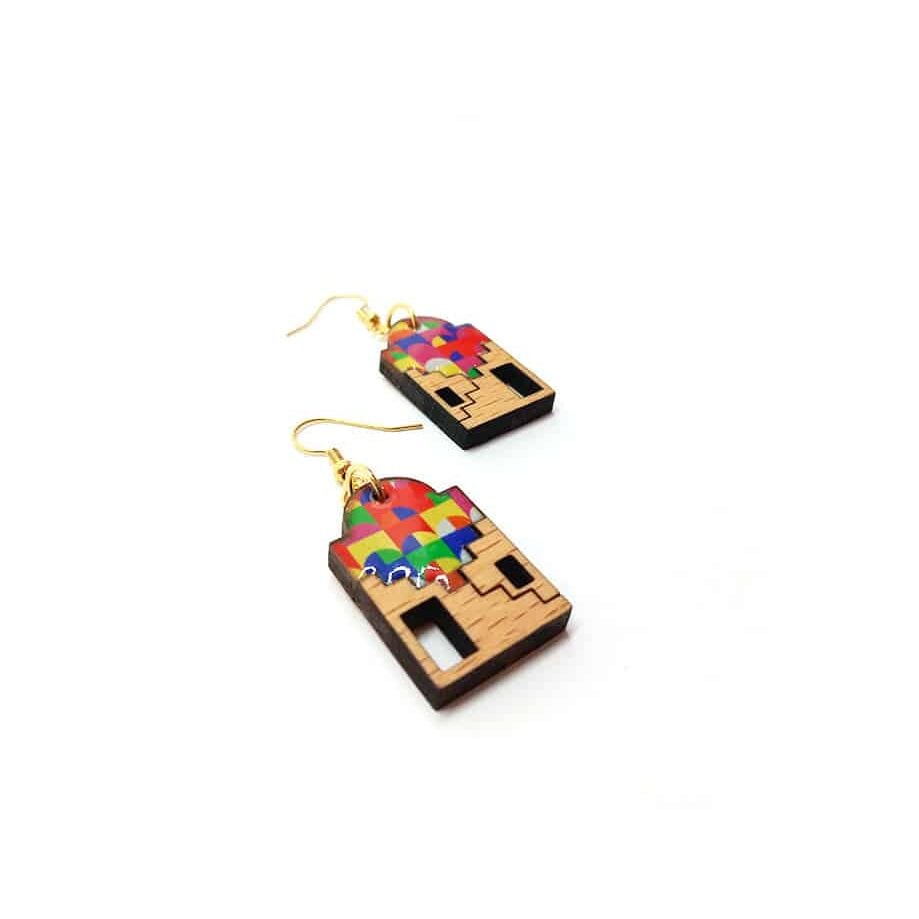 Berber earrings "Ksar Ghilane" – Wood, Resin & Brass