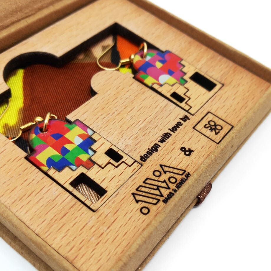 Berber earrings "Ksar Ghilane" – Wood, Resin & Brass