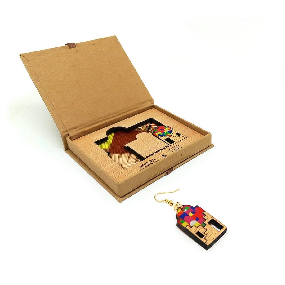 Berber earrings "Ksar Ghilane" – Wood, Resin & Brass