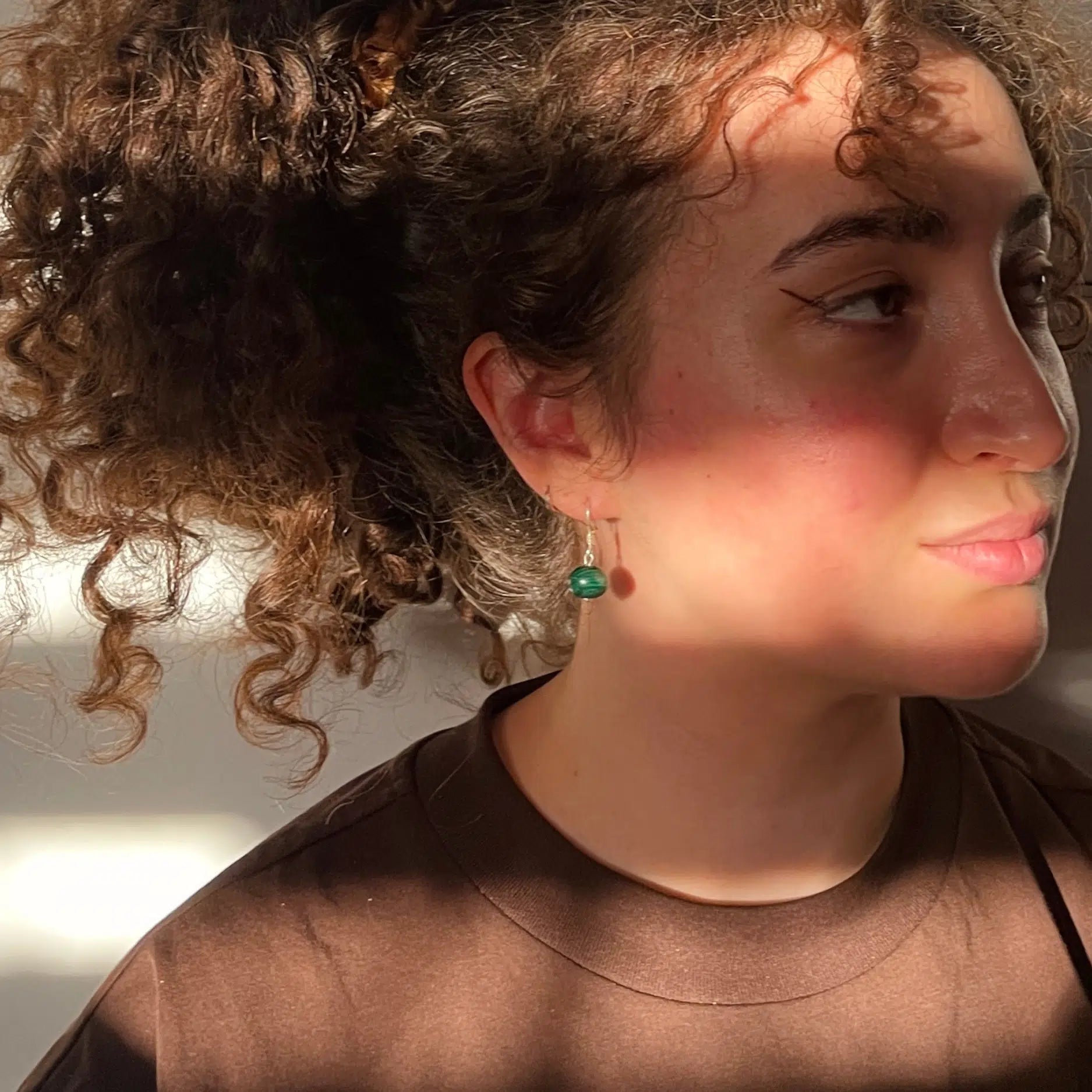 Boucle d'oreilles pierre naturelle Malachite