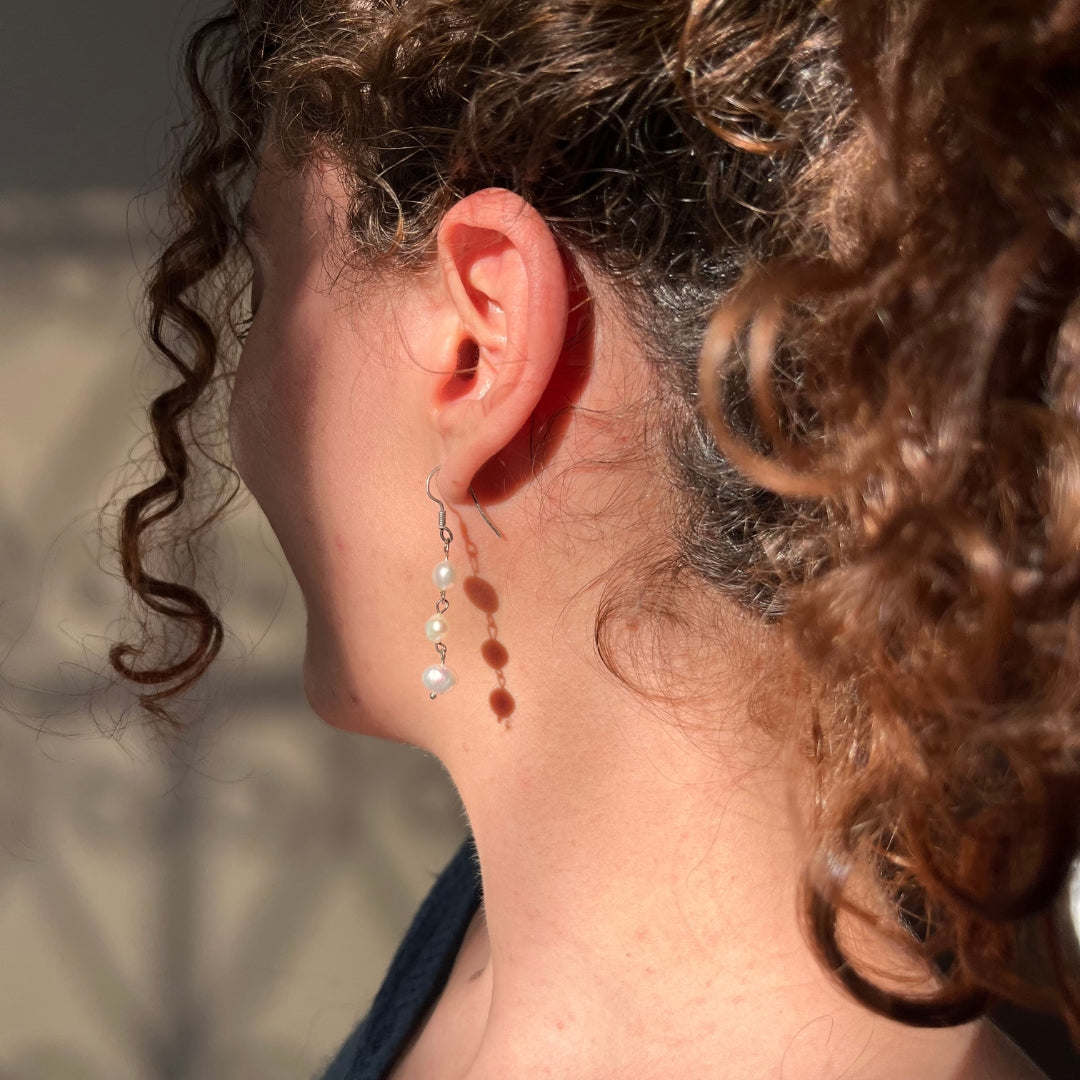 Boucles d’oreilles argent 925 perles plates naturelles
