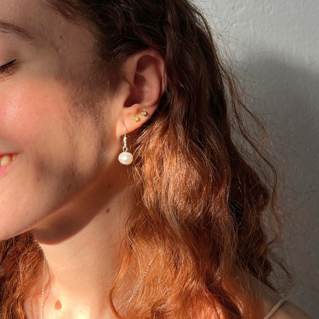Boucles d’oreilles argent 925 avec perles rondes naturelles