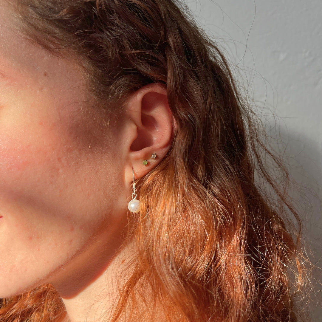 Boucles d’oreilles argent 925 avec perles rondes naturelles