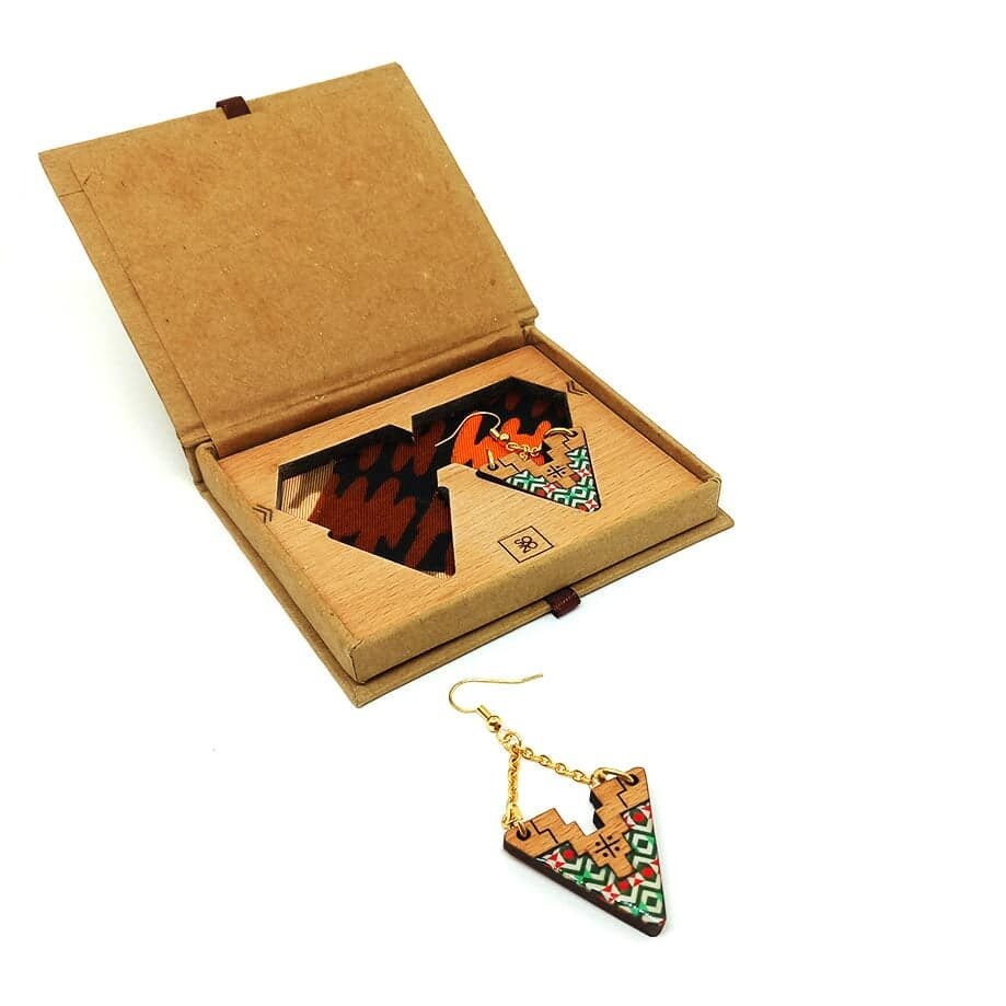 Toujane Berber Earrings – Solid Wood & Resin