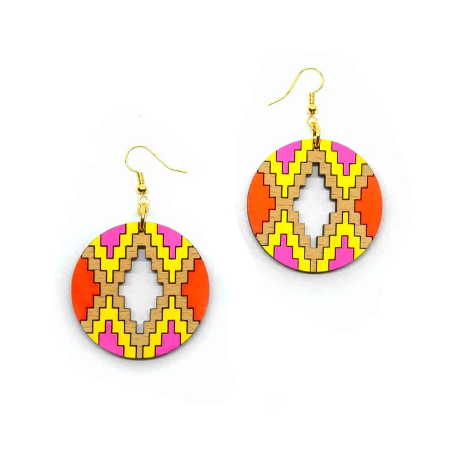 أقراط بربرية "مرغوم إيكلا" - خشب وأكريليك