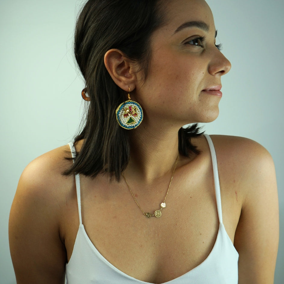 Boucles d’oreilles rondes brodées