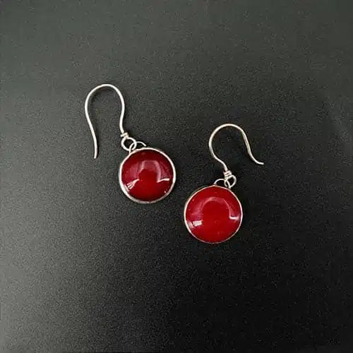 Boucle d'oreilles en argent et agate rouge