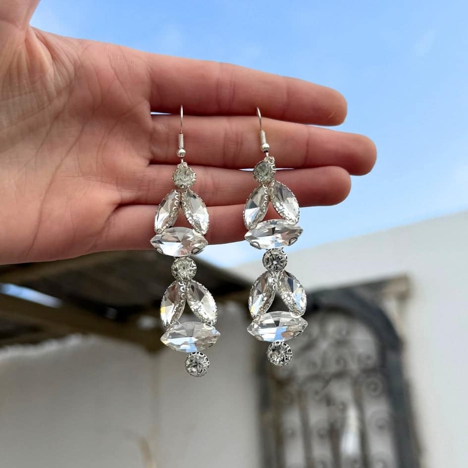 Boucles d'oreilles argentées pour soirée