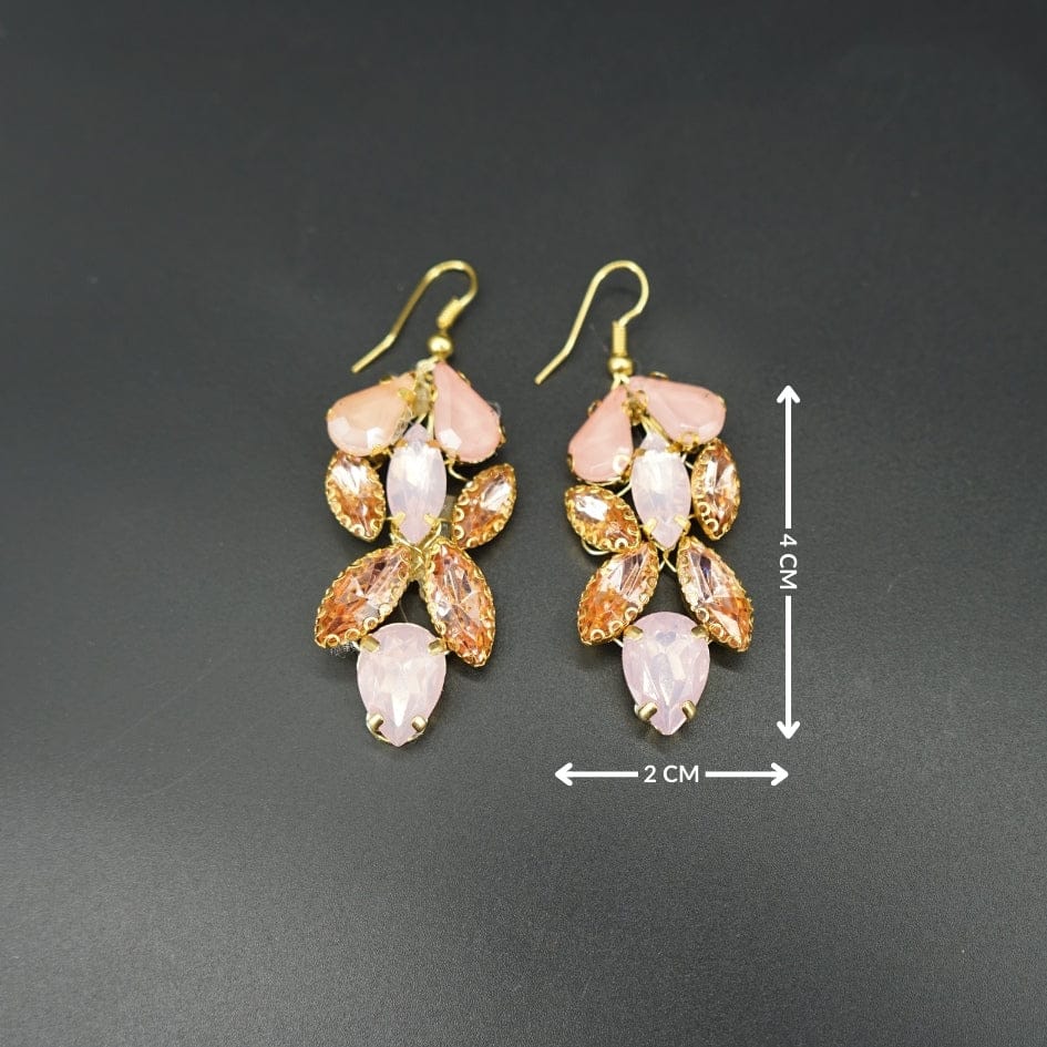 Boucles d’oreilles bohème chic en strass couleur saumon